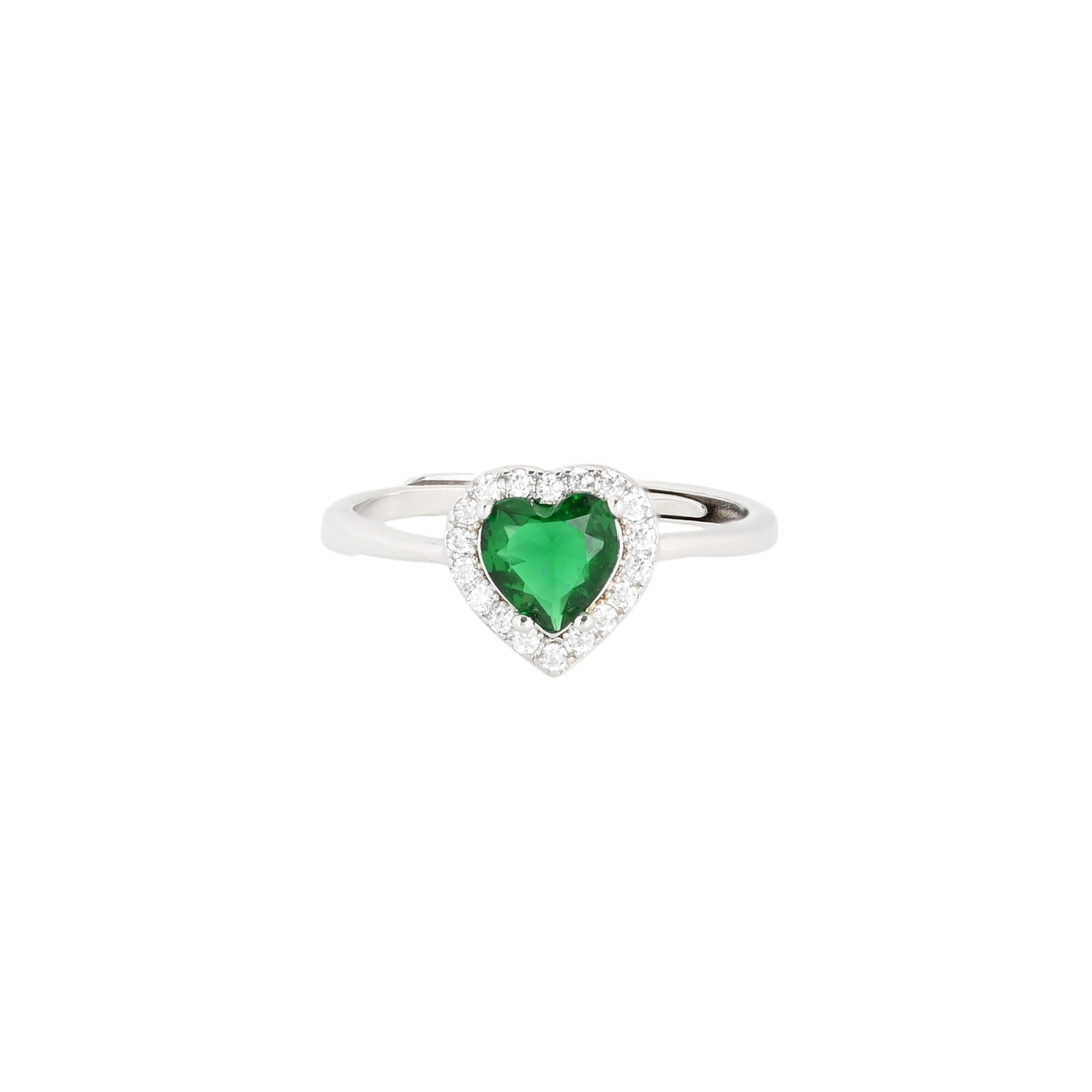 Anello regolabile S925 cuore verdi GB
