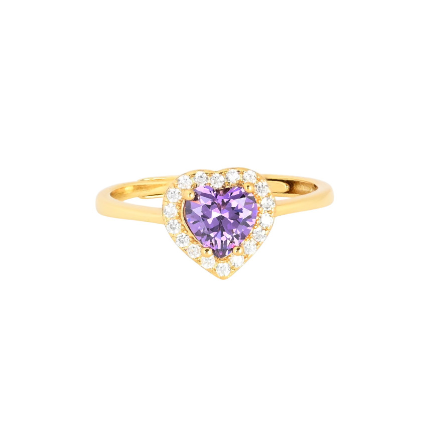 S925 adjustable ring heart lilac GB