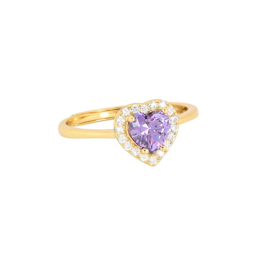 S925 adjustable ring heart lilac GB