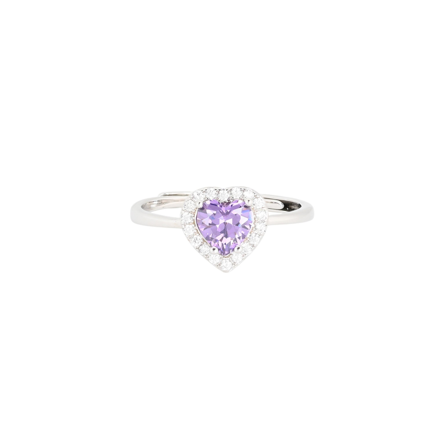 Anello regolabile S925 cuore lilla GB