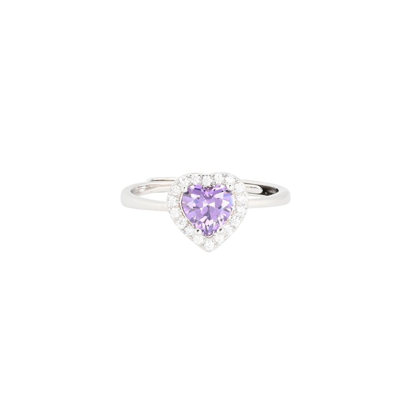 S925 adjustable ring heart lilac GB