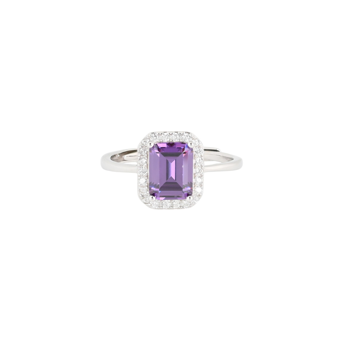 Anillo ajustable S925 rectangular lila GB