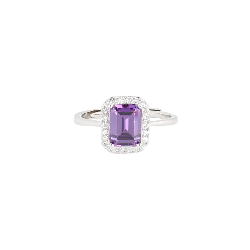 S925 adjustable ring rectangular lilac GB