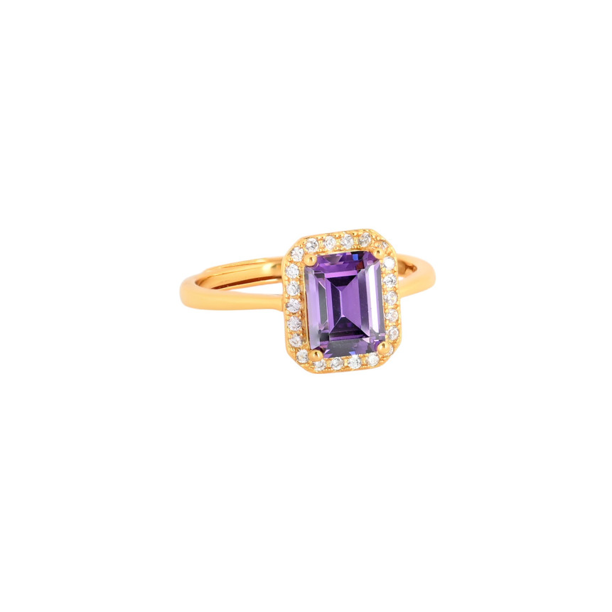 S925 adjustable ring rectangular lilac GB