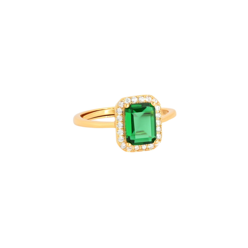 S925 adjustable ring rectangular green GB