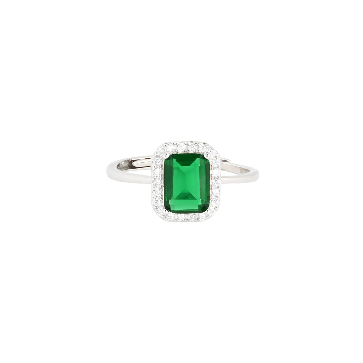 Anillo ajustable S925 rectangular verde GB