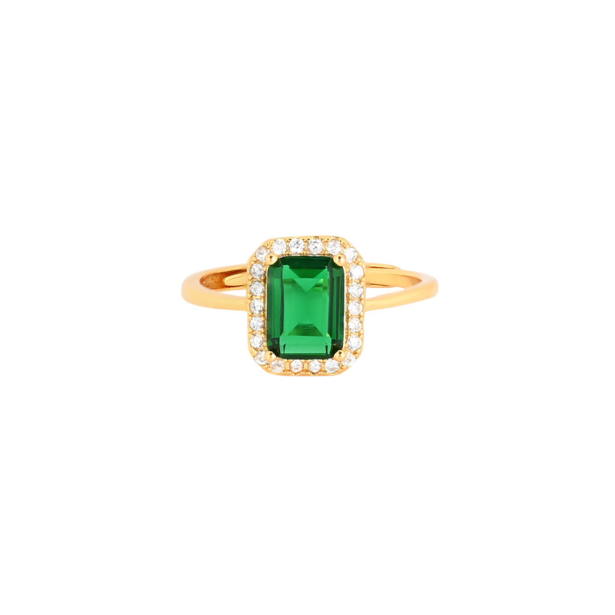 Anillo ajustable S925 rectangular verde GB