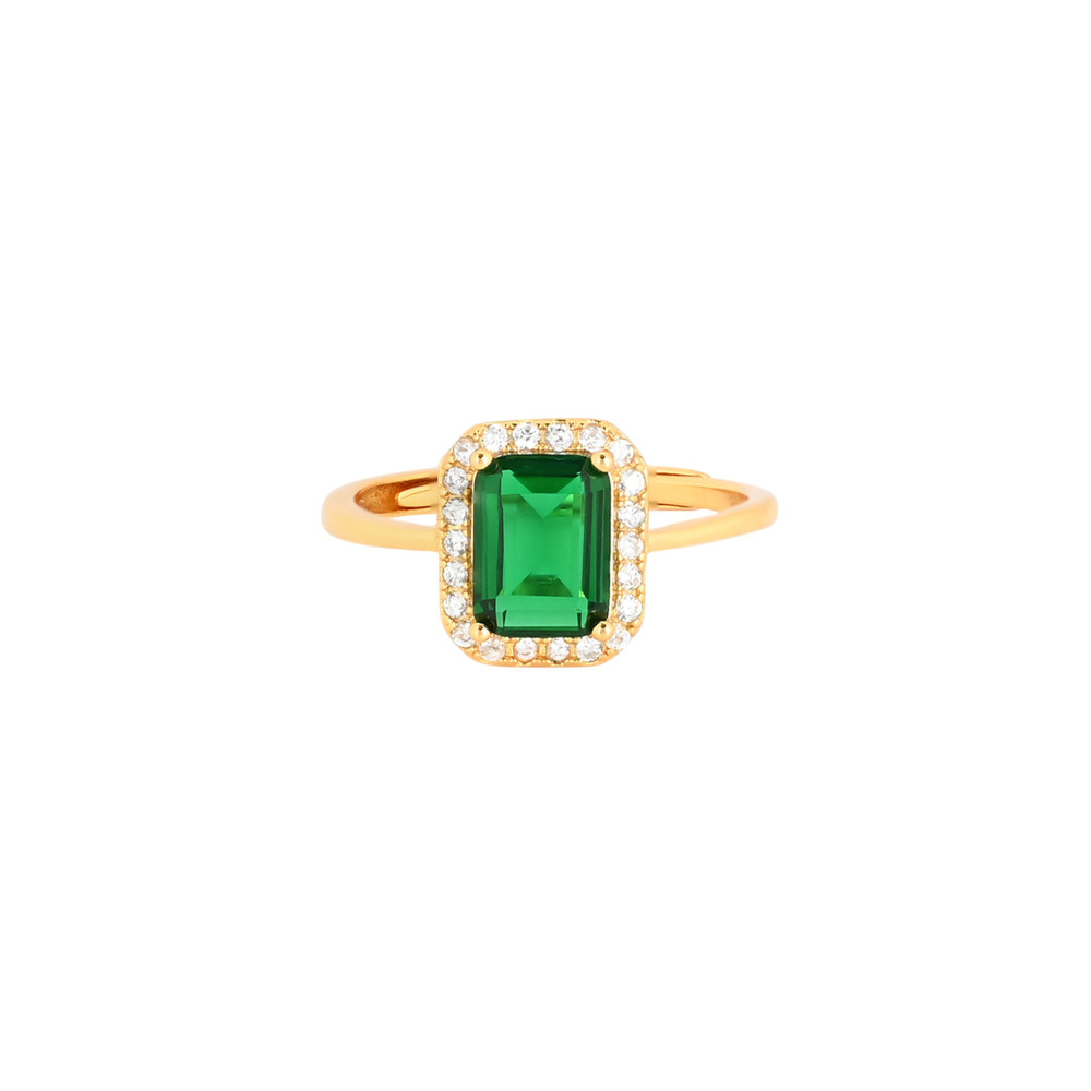Anillo ajustable S925 rectangular verde GB