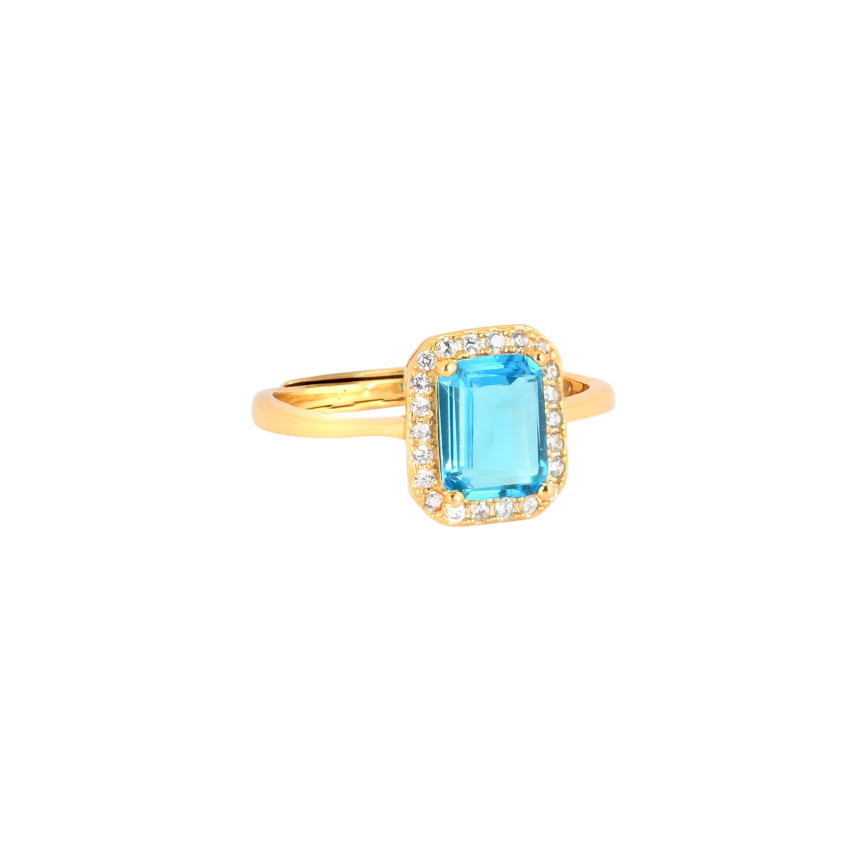 S925 adjustable ring rectangular blue GB