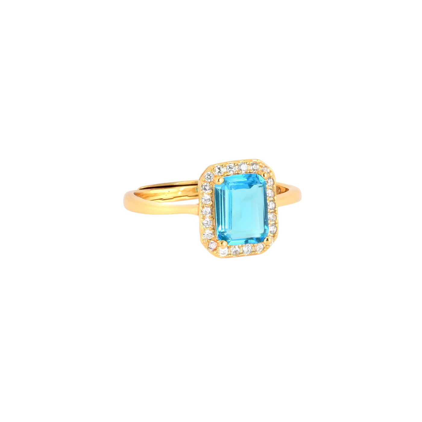 Anillo ajustable S925 rectangular azul GB