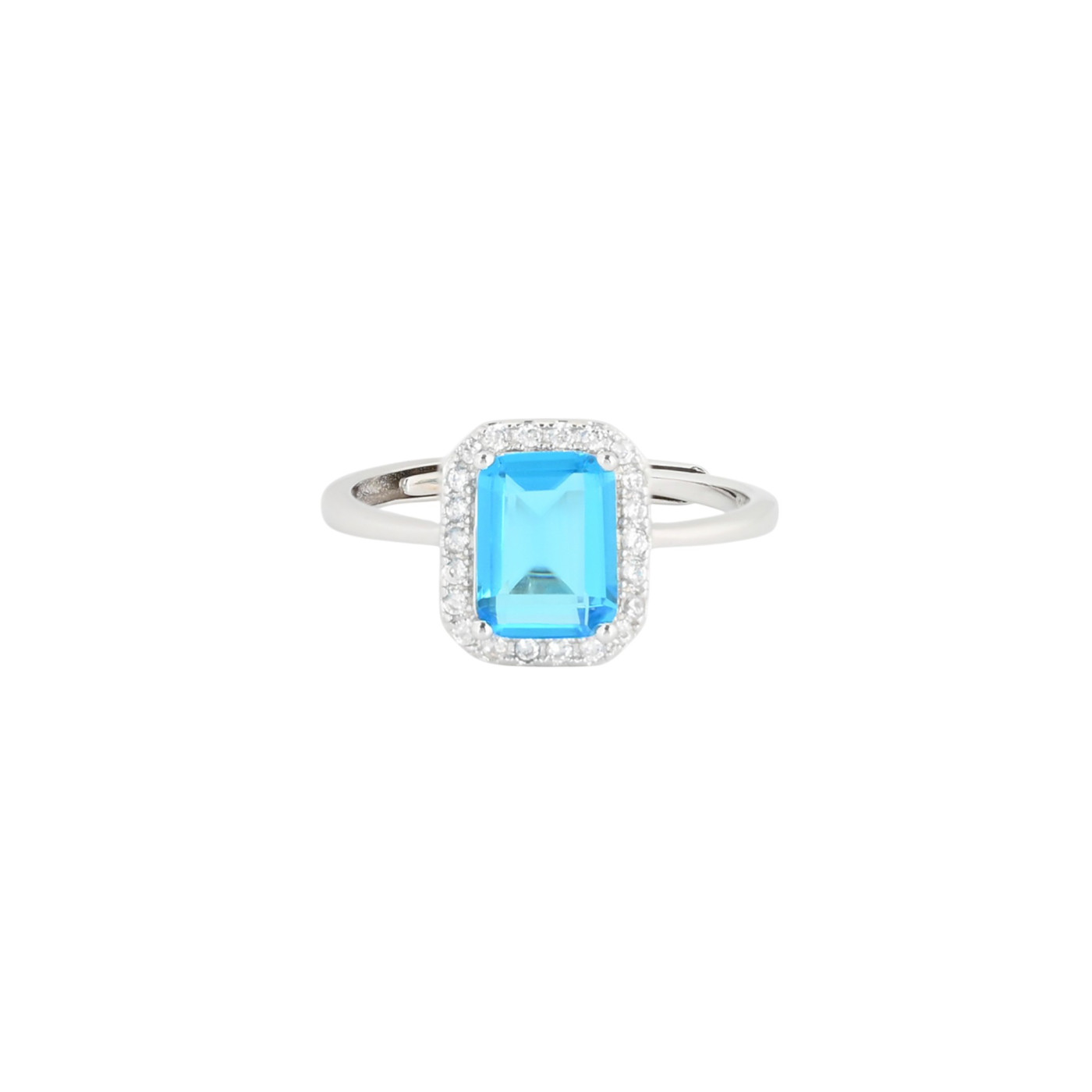 Anillo ajustable S925 rectangular azul GB