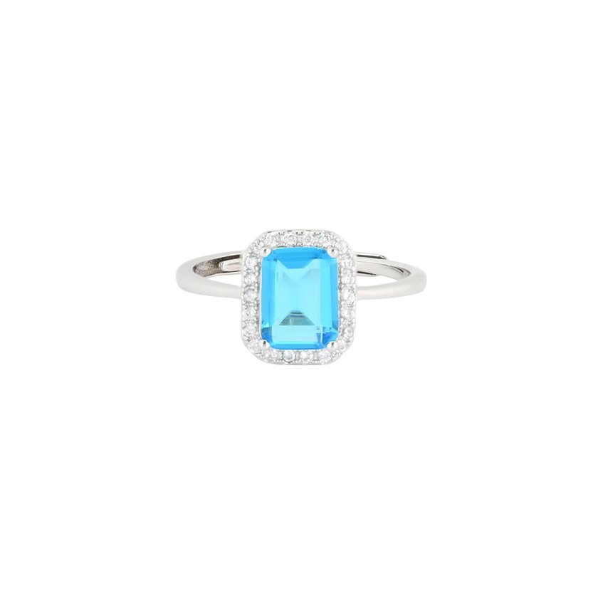 S925 adjustable ring rectangular blue GB