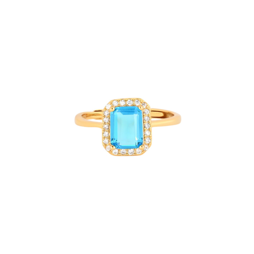 S925 adjustable ring rectangular blue GB
