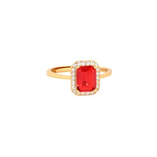 S925 adjustable ring rectangular red GB