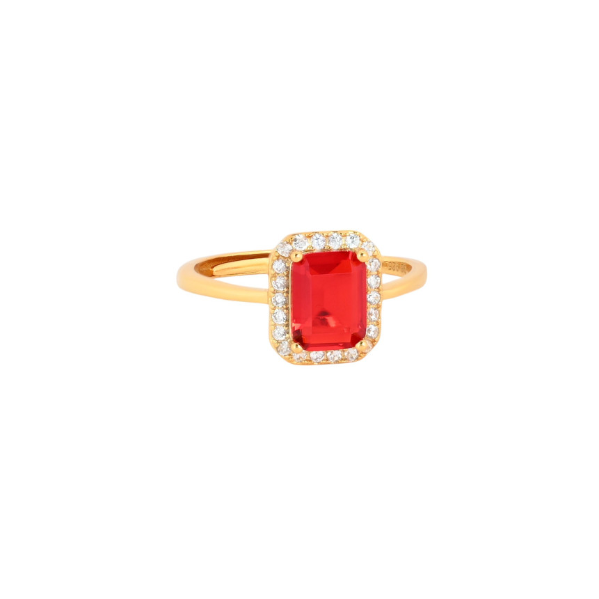 S925 adjustable ring rectangular red GB
