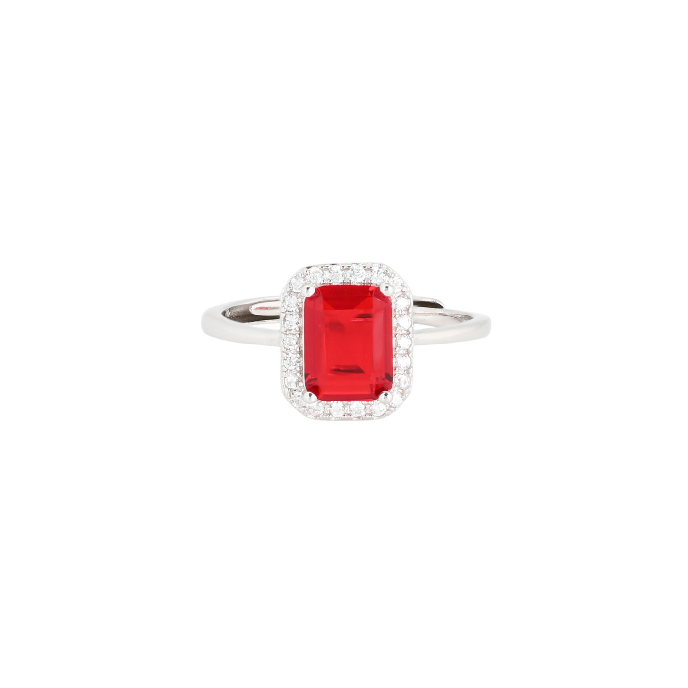 Anillo ajustable S925 rectangular rojo GB