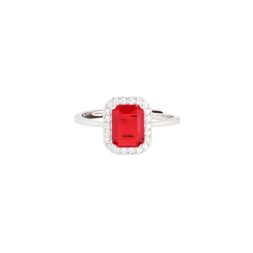S925 adjustable ring rectangular red GB
