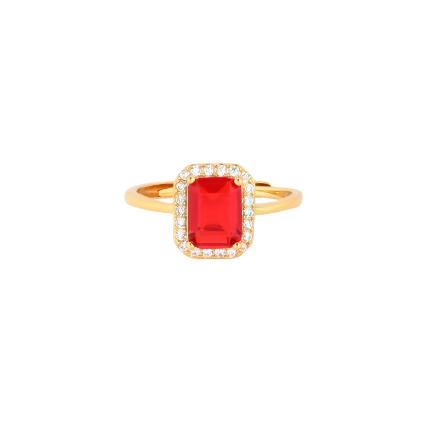 S925 adjustable ring rectangular red GB