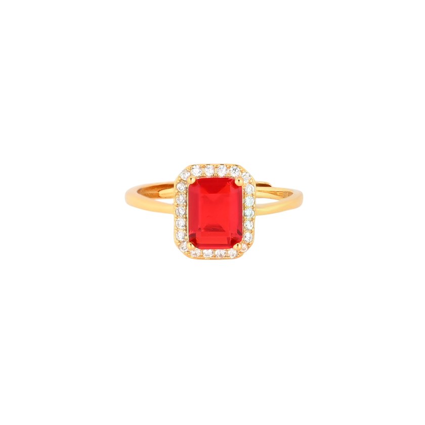 S925 adjustable ring rectangular red GB