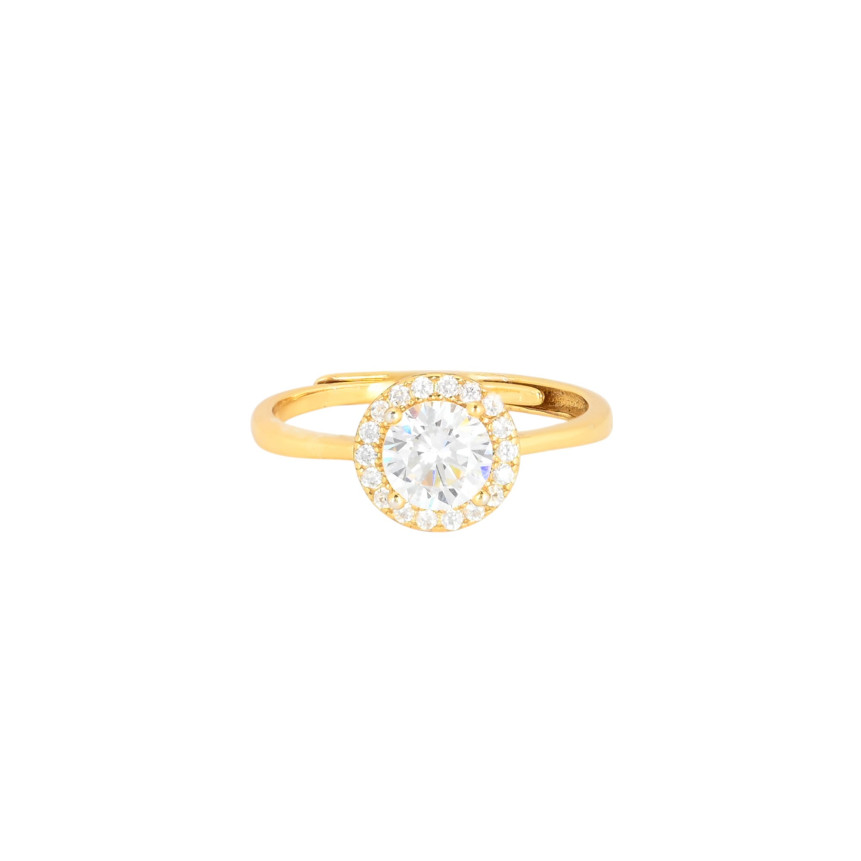 S925 adjustable ring round transparent GB