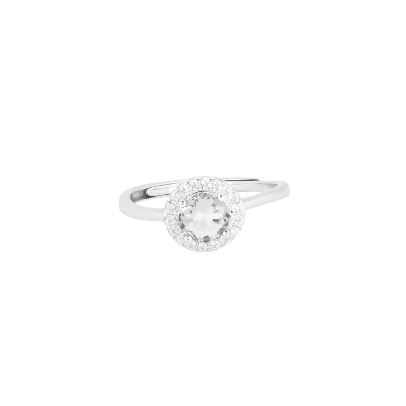 Anello regolabile S925 rotondo trasparente GB