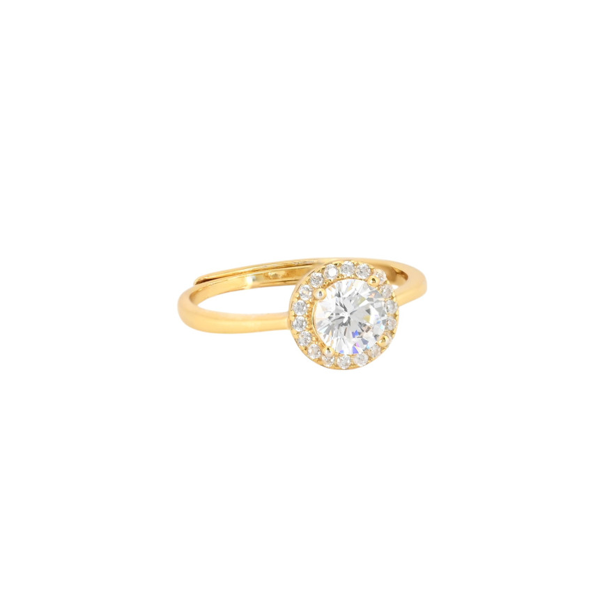S925 adjustable ring round transparent GB