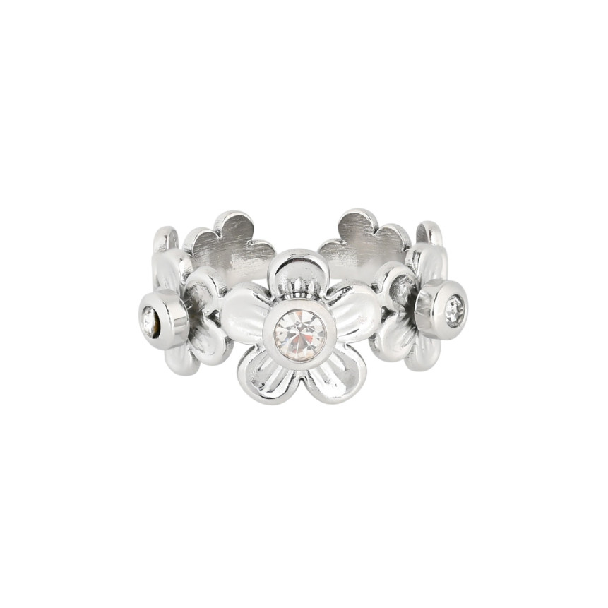 Anillo de flor en acero ajustable GB