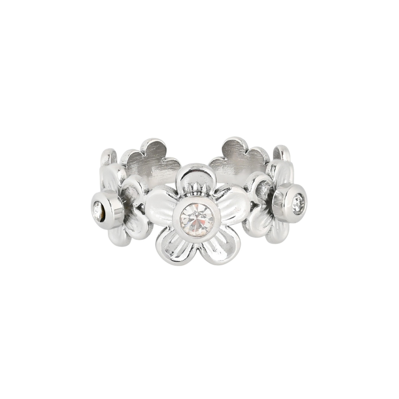 Anello regolabile acciaio fiore GB