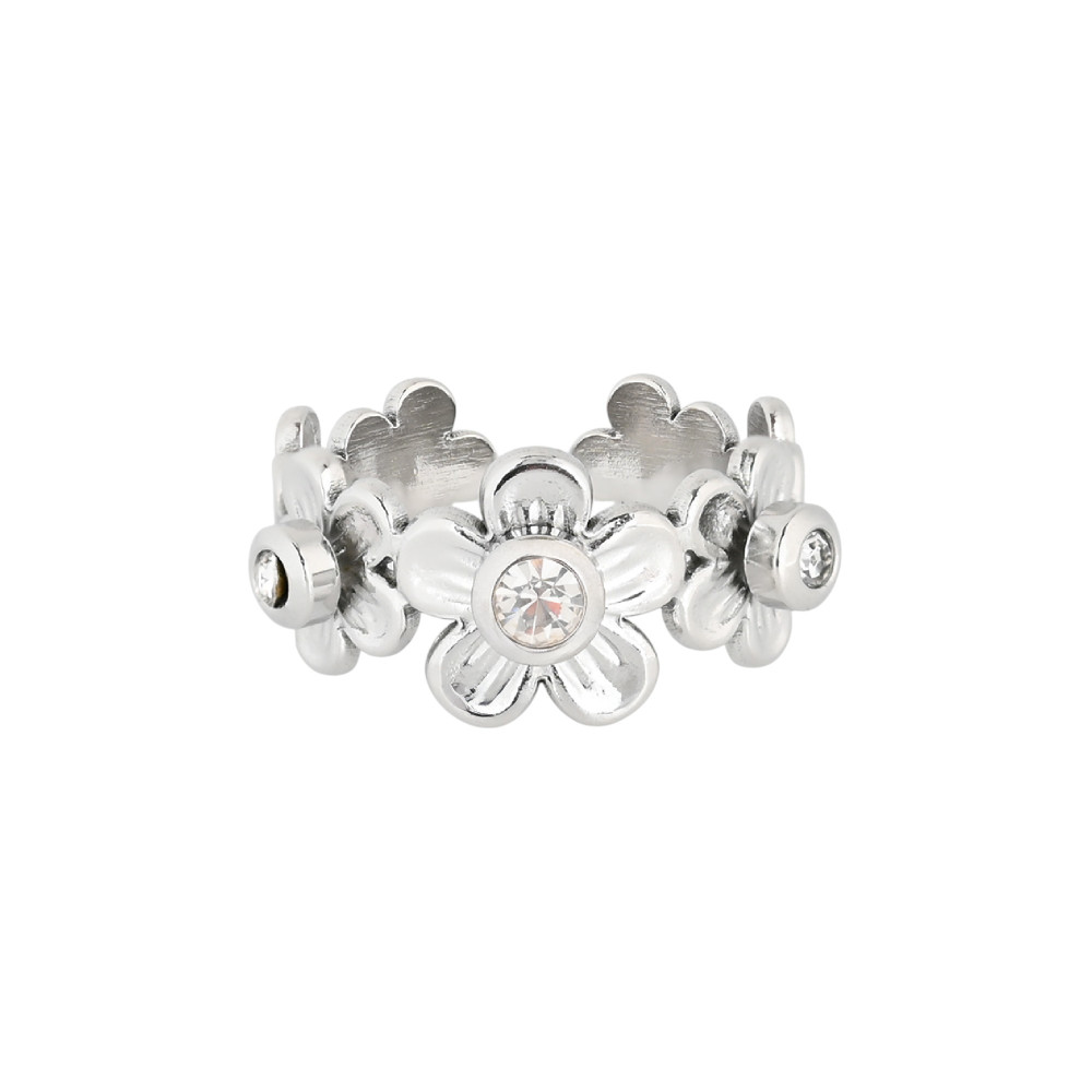 Anello regolabile acciaio fiore GB