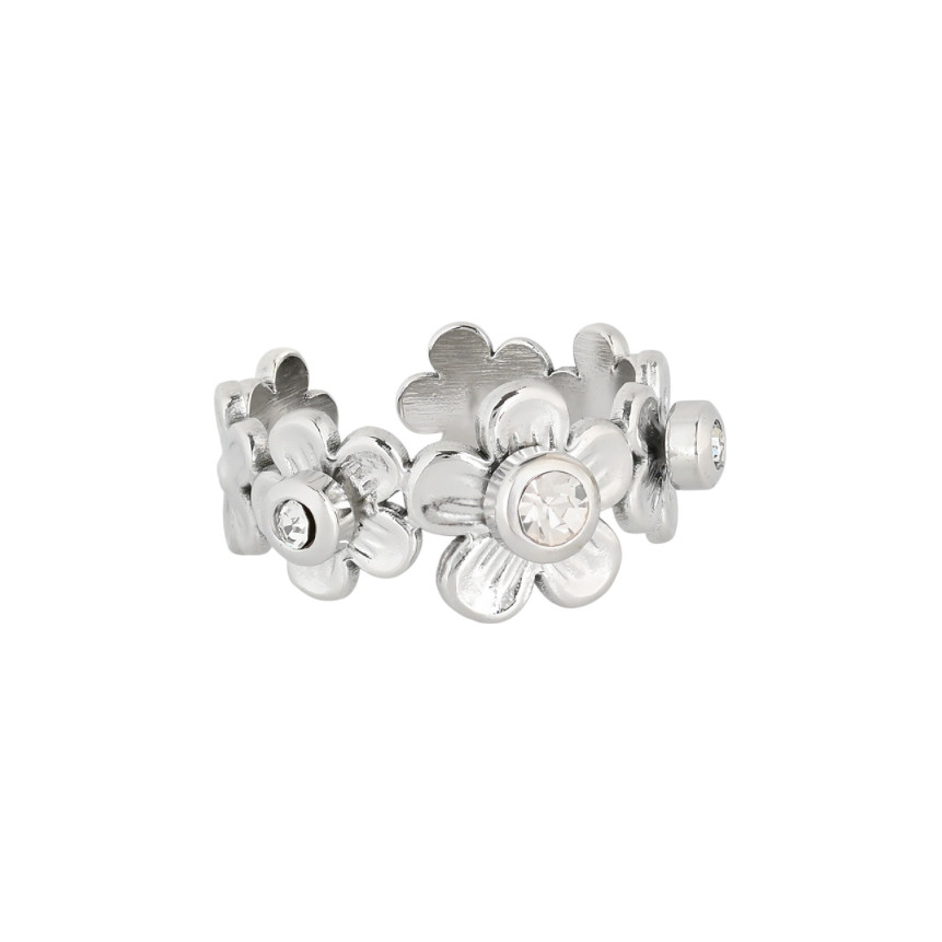 Anello regolabile acciaio fiore GB