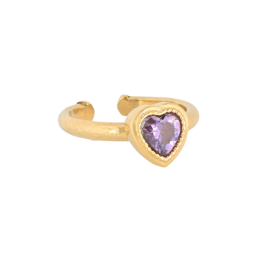 Anello regolabile acciaio sottile cuore GB