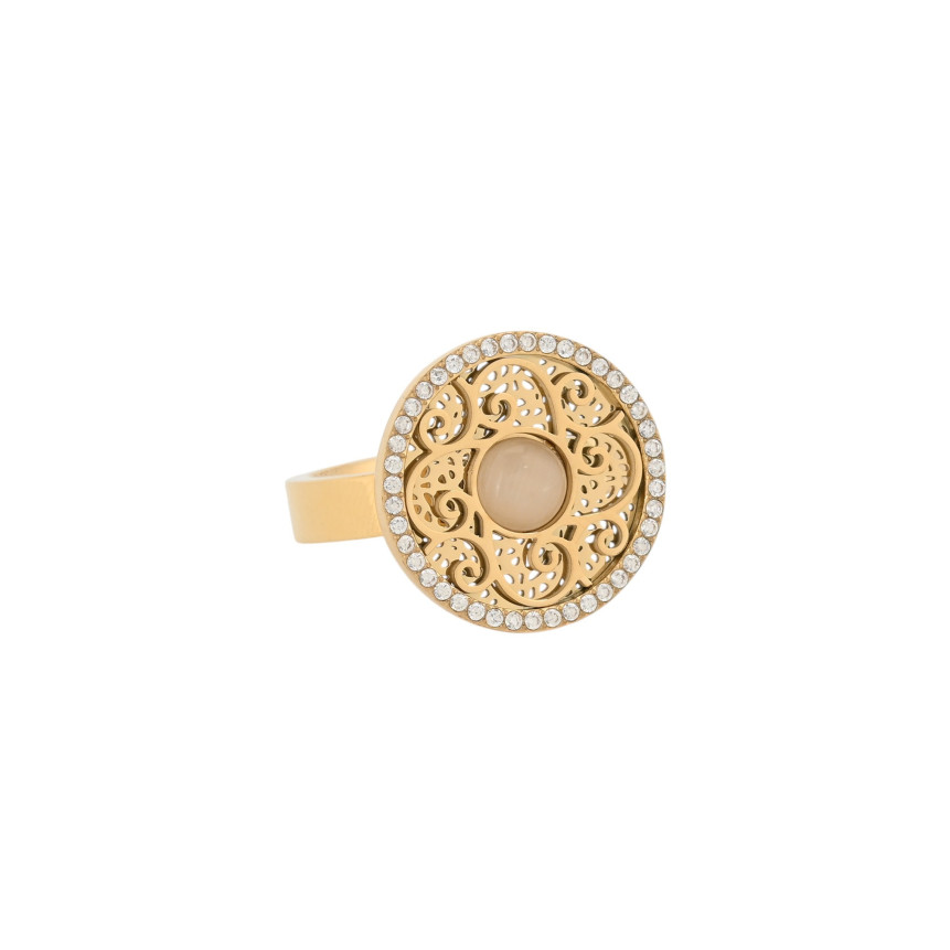 Bague acier texture pierre GB