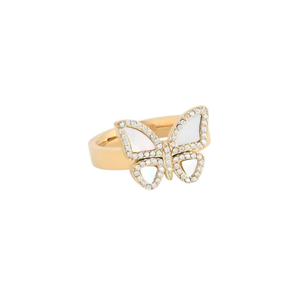 Steel ring butterfly motherpearl GB