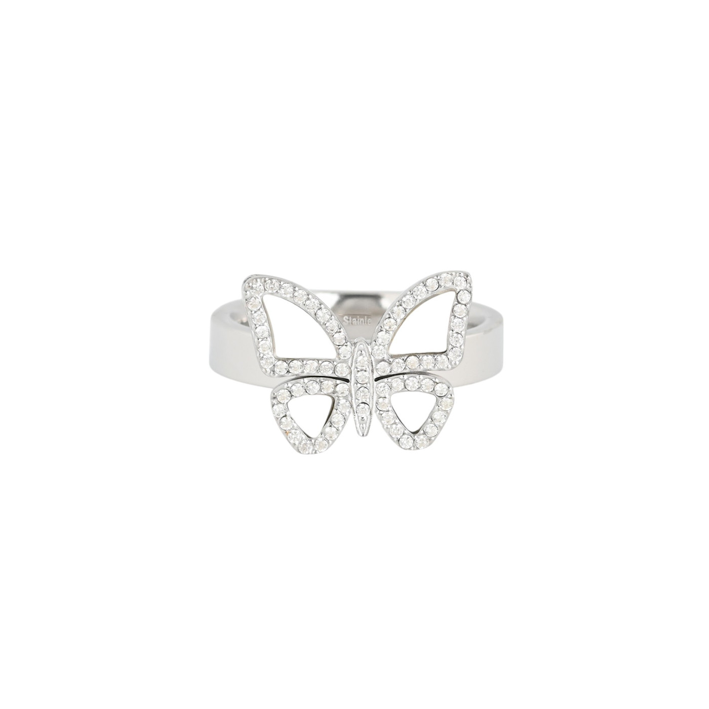 Anillo en acero mariposa nácar GB