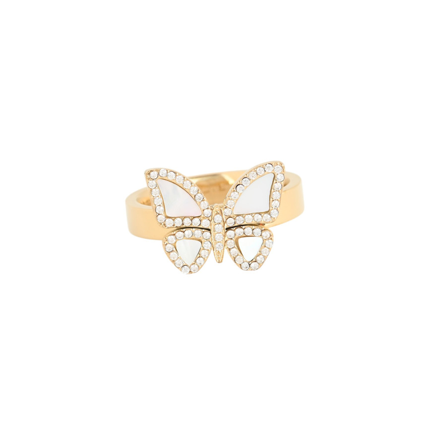 Anello acciaio farfalla madreperla GB