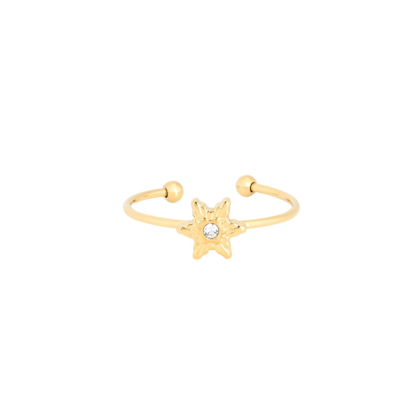 Anel ajustável aço fino com estrela GB
