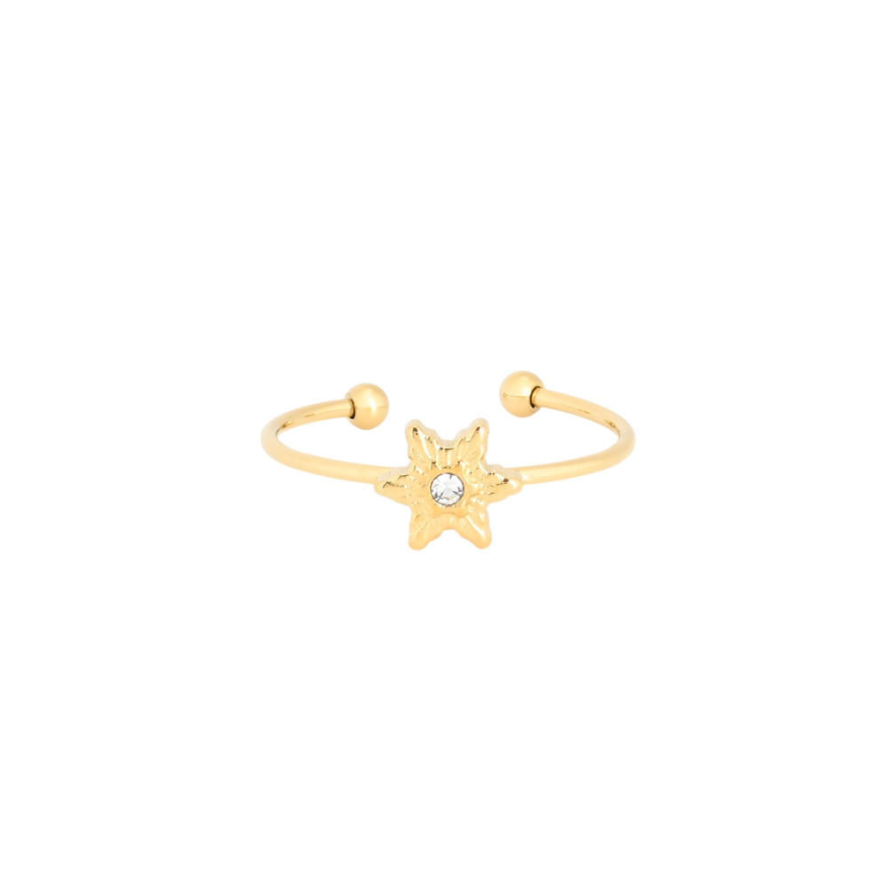 Anel ajustável aço fino com estrela GB