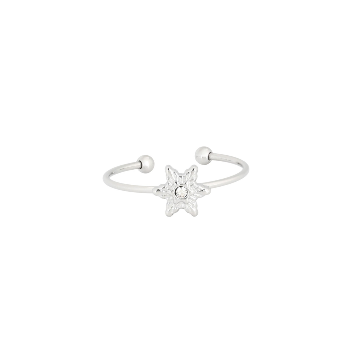 Anello regolabile acciaio sottile con stella GB