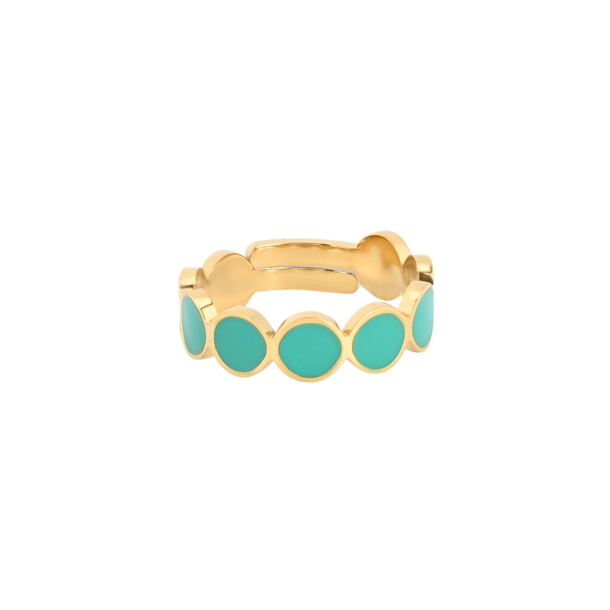 Anillo ajustable acero redondo verde GB