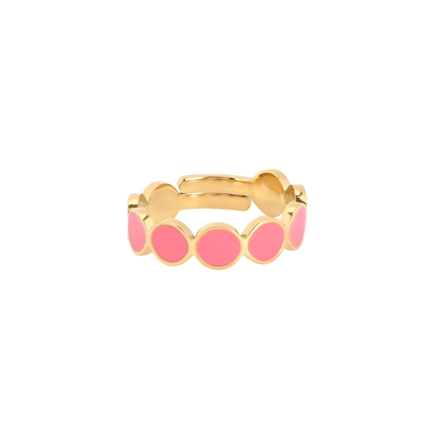 Anillo ajustable acero redondo rosa GB