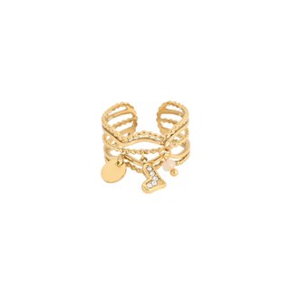 Adjustable Glamour ring with pendant