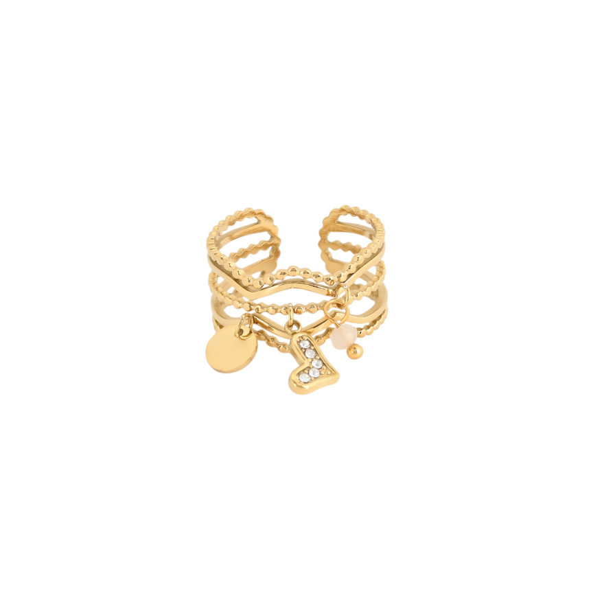 Anillo Glamour ajustable con colgante
