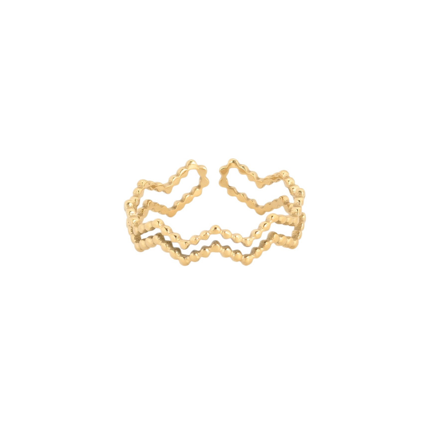 Anillo ajustable acero zig zag GB