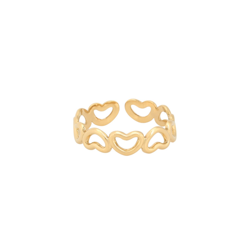 Anello regolabile acciaio cuori GB