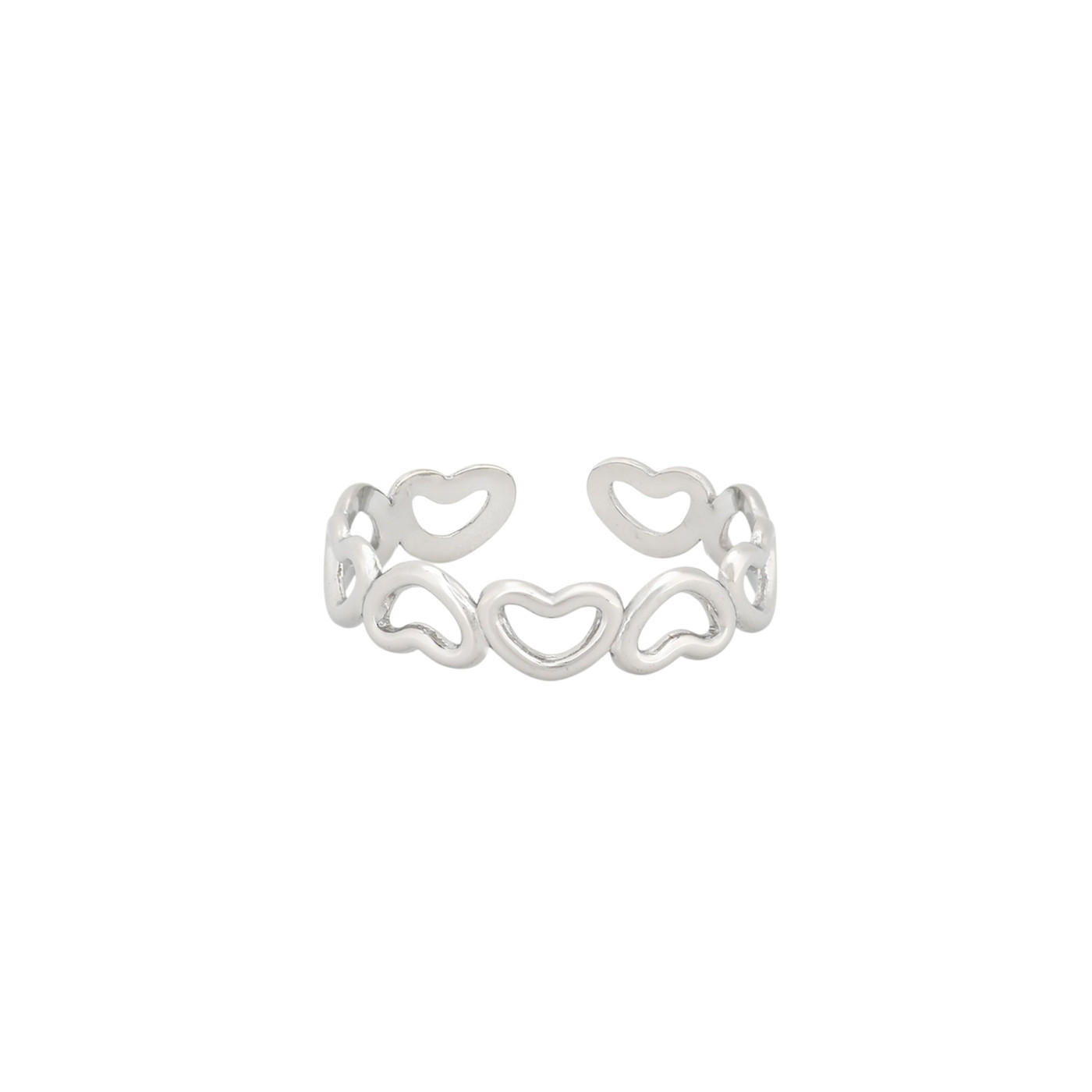 Anillo ajustable acero corazones GB