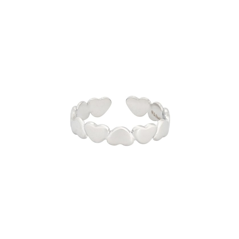 Adjustable ring steel with multiple hearts GB