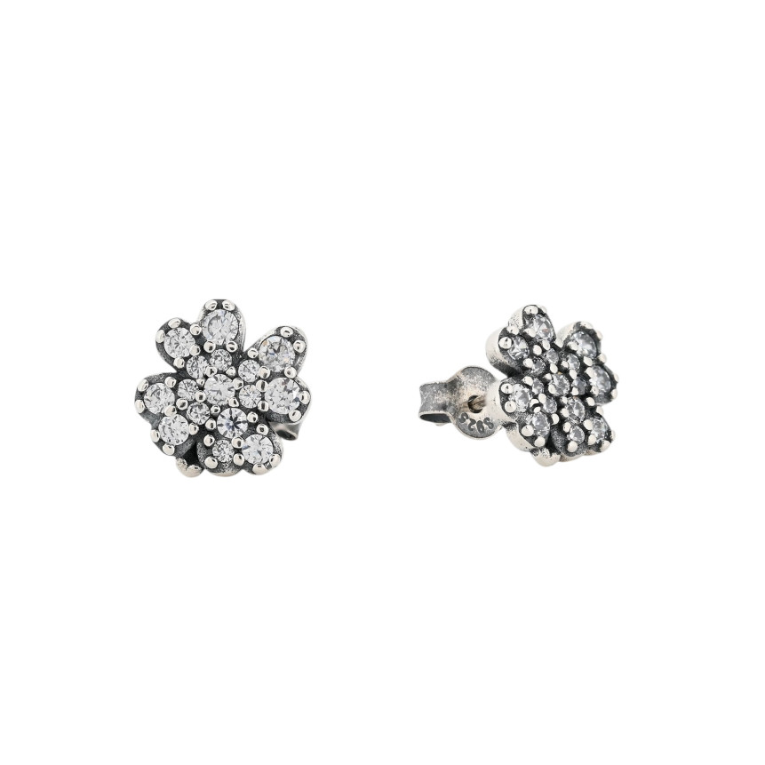 Boucle d\'oreille épingle Luxury fleur et diamants