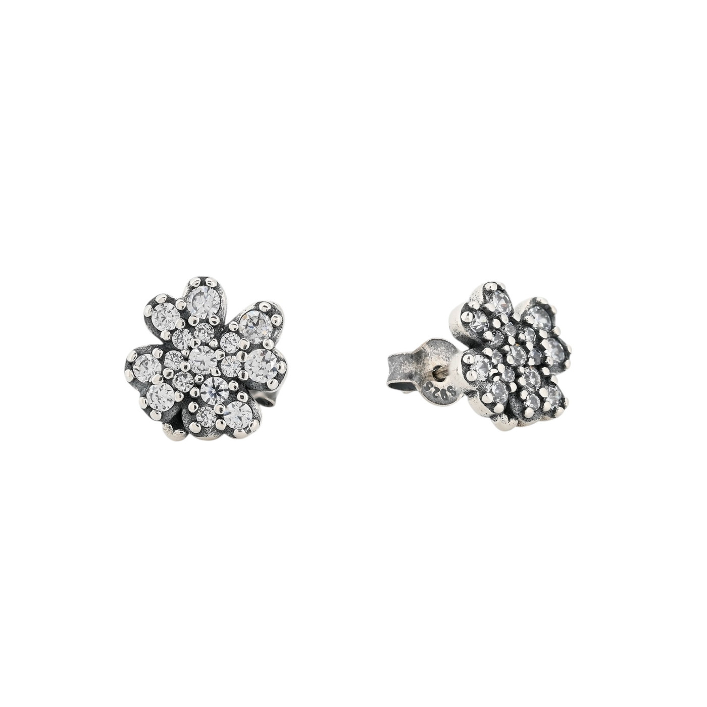 Brincos espigão Luxury flor e brilhantes
