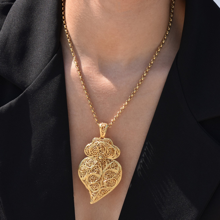 Collier coração de viana grand plaqué or GB