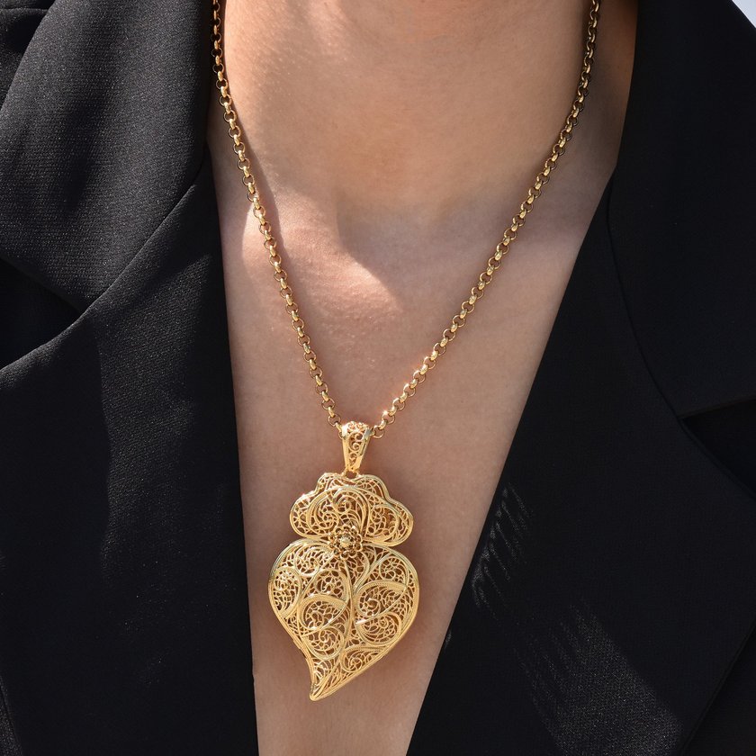 Collier coração de viana grand plaqué or GB